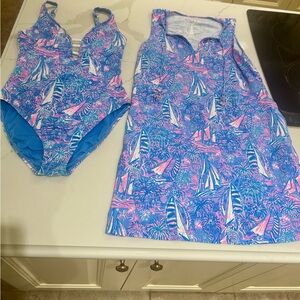Lilly Pulitzer Blue and Pink One Piece Swimsuit